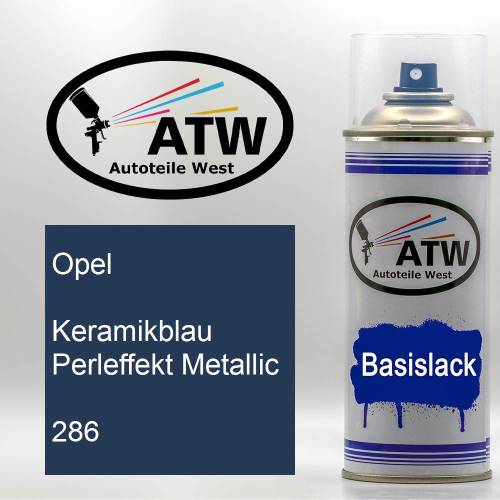 Opel, Keramikblau Perleffekt Metallic, 286: 400ml Sprühdose, von ATW Autoteile West.